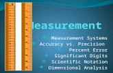 Measurement Systems  Accuracy vs. Precision  Percent Error  Significant Digits  Scientific Notation  Dimensional Analysis.