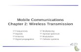 Mobile Communications Chapter 2: Wireless Transmission  Frequencies  Signals  Antenna  Signal propagation  Multiplexing  Spread spectrum  Modulation.