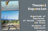 Magnitude of Expansion of Solids, Liquids and Gases Examples of Expansion Summary.