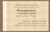 PowerPoint Presentation to Accompany Chapter 7 of Management Canadian Edition Schermerhorn  Wright Prepared by:Michael K. McCuddy Adapted by: Lynda Anstett.