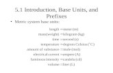 5.1 Introduction, Base Units, and Prefixes Metric system base units: