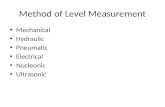 Method of Level Measurement Mechanical Hydraulic Pneumatic Electrical Nucleonic Ultrasonic.