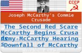 Joseph McCarthy’s Commie Crusade. The Second Red Scare America’s fear of communism and the paranoid belief that it would upset capitalism/out government.
