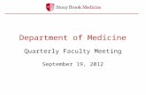 Department of Medicine Quarterly Faculty Meeting September 19, 2012.