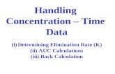 Handling Concentration – Time Data (i)Determining Elimination Rate (K) (ii) AUC Calculations (iii) Back Calculation.