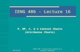 8/4/2015IENG 486: Statistical Quality & Process Control 1 IENG 486 - Lecture 16 P, NP, C, & U Control Charts (Attributes Charts)