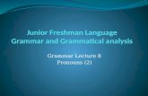 Grammar Lecture 8 Pronouns (2). Pronouns 1. Personal pronouns 2. Reflexive pronouns 3. Interrogative pronouns 4. Demonstrative pronouns 5. Possessive.
