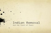 Indian Removal And the Trail of Tears. Goals for Today Today we will understand: The different perspectives about Indian Removal How & why the Cherokees.