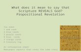 What does it mean to say that Scripture REVEALS God? Propositional Revelation You need: 1 red card 4 blue cards 3 purple cards 8 blue cards 3 orange cards.