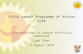 Child Labour Programme of Action CLPA Presentation to Labour Portfolio Committee Cape Town 4 August 2010.