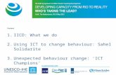Content 1.IICD: What we do 2.Using ICT to change behaviour: Sahel Solidarite 3.Unexpected behaviour change: ‘ICT Champions’