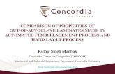 COMPARISON OF PROPERTIES OF OUT-OF-AUTOCLAVE LAMINATES MADE BY AUTOMATED FIBER PLACEMENT PROCESS AND HAND LAY-UP PROCESS Kulbir Singh Madhok Concordia.