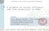 A glimpse on social influence and link prediction in OSNs Keywords : link creation, link prediction, homophily, social influence, aNobii Workshop on Data.