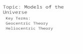 Topic: Models of the Universe Key Terms: Geocentric Theory Heliocentric Theory.