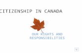 CITIZENSHIP IN CANADA OUR RIGHTS AND RESPONSIBILITIES.