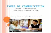 T YPES OF C OMMUNICATION - V ERBAL COMMUNICATION -N ONVERBAL COMMUNICATION Communication is the process of sharing ideas, information, and messages with.