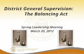 District General Supervision: The Balancing Act Spring Leadership Meeting March 20, 2012.