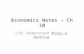 Economics Notes – Ch 10 LTO: Understand Money & Banking.