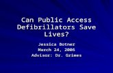 Can Public Access Defibrillators Save Lives? Jessica Botner March 24, 2006 Advisor: Dr. Grimes.