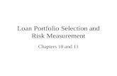Loan Portfolio Selection and Risk Measurement Chapters 10 and 11.