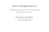 Unit 3 Assignment 2 Marketing research and Marketing Planning at Tesco. CRITERIA COVERED P3, P4, M2, D2