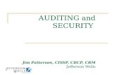 AUDITING and SECURITY Jim Patterson, CISSP, CBCP, CRM Jefferson Wells.