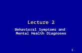 1 Lecture 2 Behavioral Symptoms and Mental Health Diagnoses.