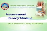 Unit 3:Assessment Literacy for Educators California Department of Education Tom Torlakson, State Superintendent of Public Instruction.