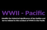 WWII - Pacific Identify the historical significance of key battles and terms related to the conduct of WWII in the Pacific.