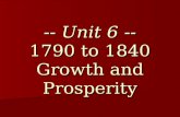 -- Unit 6 -- 1790 to 1840 Growth and Prosperity. Some Background Tidbits! Population: The population of the US in 1790 was about 4 million. (There are.