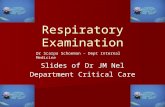 Respiratory Examination Slides of Dr JM Nel Department Critical Care Dr Scarpa Schoeman – Dept Internal Medicine.