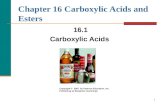 1 Chapter 16 Carboxylic Acids and Esters 16.1 Carboxylic Acids Copyright © 2007 by Pearson Education, Inc. Publishing as Benjamin Cummings.