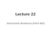 Lecture 22 Electronic Business (MGT-485). Recap – Lecture 21 E-Business Strategy: Formulation – Internal Assessment Nature of Internal Audit Key Internal.