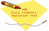 Story Elements- Narrative Text. Narrative Also known as “fiction” Fiction is writing that is not true. A narrative is a story with a beginning, middle,