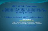 UNEP APELL Programme Results of project activities in Cajamarca and APELL promotion in the Mining Sector Other related UNEP initiatives Tomas Marques tomas.marques@unep.org