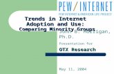 Trends in Internet Adoption and Use: Comparing Minority Groups John B. Horrigan, Ph.D. Presentation for OTX Research May 11, 2004.