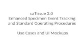 CaTissue 2.0 Enhanced Specimen Event Tracking and Standard Operating Procedures Use Cases and UI Mockups.