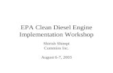 EPA Clean Diesel Engine Implementation Workshop Shirish Shimpi Cummins Inc. August 6-7, 2003.