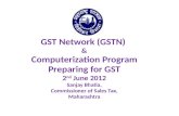 GST Network (GSTN) & Computerization Program Preparing for GST 2 nd June 2012 Sanjay Bhatia, Commissioner of Sales Tax, Maharashtra.