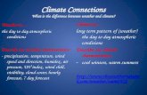 Climate Connections What is the difference between weather and climate? Weather is… the day to day atmospheric conditions Describe our weather characteristics: