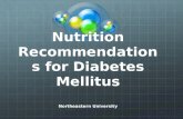 Nutrition Recommendations for Diabetes Mellitus Northeastern University.
