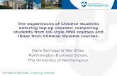The experiences of Chinese students entering top-up courses: comparing students from UK-style HND courses and those from Chinese diploma courses. Dave.
