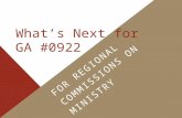 What’s Next for GA #0922 FOR REGIONAL COMMISSIONS ON MINISTRY.