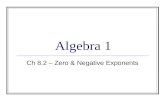 Algebra 1 Ch 8.2 – Zero & Negative Exponents. Objective Students will evaluate powers that have zero and negative exponents.