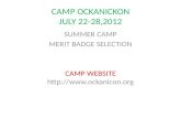 CAMP OCKANICKON JULY 22-28,2012 SUMMER CAMP MERIT BADGE SELECTION CAMP WEBSITE .