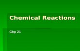 Chemical Reactions Chp 21. Chemical Reactions  Section1 Chemical Reactions slides 3-20  Section 2 Chemical Equations slides 21-34 slides 21-34slides.