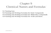 Chapter 9 Chemical Names and Formulas Created by B. Shia 11-07 9.1 Naming Ions 9.2 Naming and Writing Formulas for Ionic Compounds 9.3 Naming and Writing.