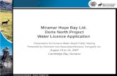 Miramar Hope Bay Ltd. Doris North Project Water Licence Application Presentation for Nunavut Water Board Public Hearing Presented by Kitikmeot Inuit Association/Nunavut.