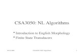 29.10.2002CSA3050: NLP Algorithms1 CSA3050: NL Algorithms Introduction to English Morphology Finite State Transducers.