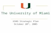 The University of Miami HSRO Strategic Plan October 20 th, 2005.